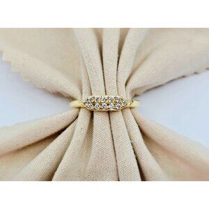 Elegent 18K Solid Yellow Gold Designer Bony Levy 2 Row Diamond Ring - Size 6